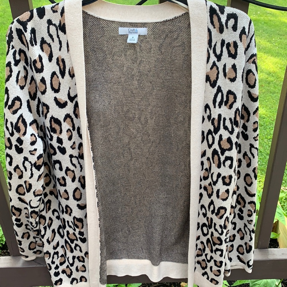 Croft and Barrow Cheetah Print Cardigan